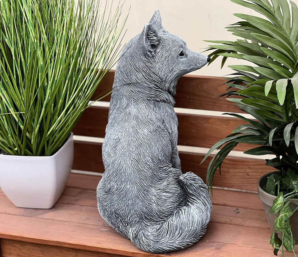 STEINFIGUR Rotfuchs Fuchs Vulpes frostfest Steinguss wetterfest - Grau, Stein (21/36/27cm) - stoneandstyle