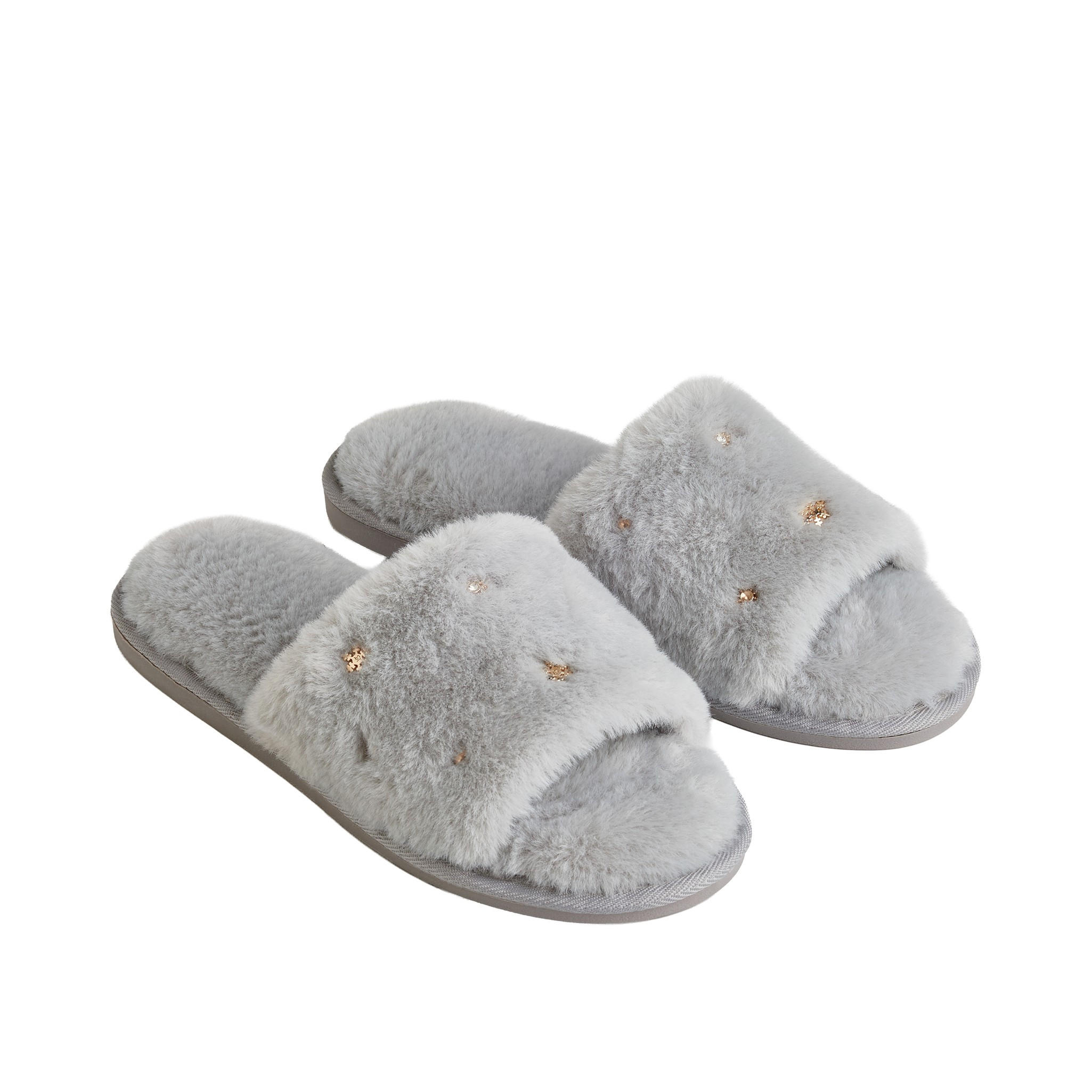 HAUSSCHUHE Warm NULINO, Grau, 39/40, 1 Paar - Grau, Textil (8.5/1/26cm) - home&you