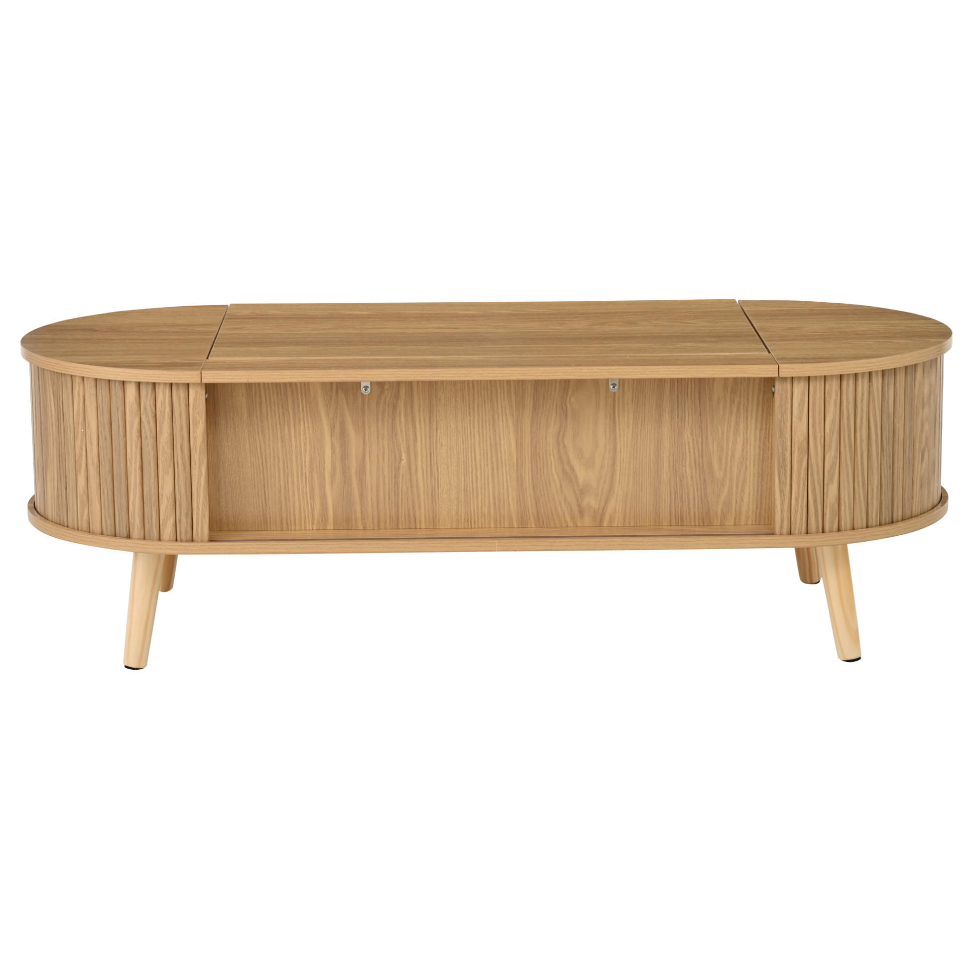 KONFERENČNÝ stolík 120/50/39,5 cm prírodný z MDF so zdvíhacou doskou a skrytým úložným priestorom - prírodná farba, kompozitné drevo (120/50/39.5cm) - OKWISH