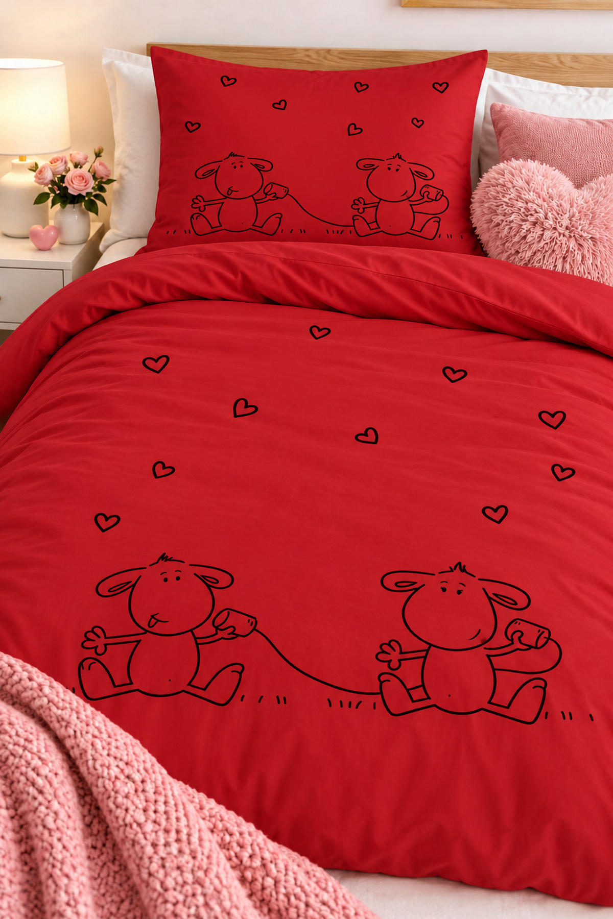 BETTWÄSCHE 2 tlg. Garnitur in Rot 135x200 cm - Rot, Textil (135/200cm) - TiborTex