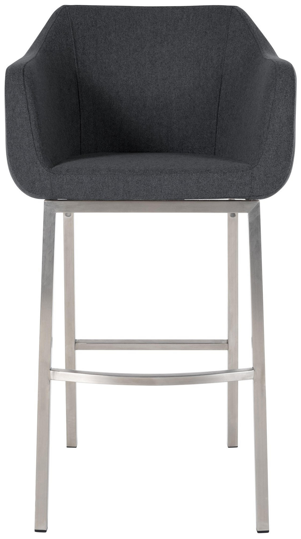 BARHOCKER Filz grau - Edelstahlfarben/Grau, Textil/Metall (58/108/56cm) - CLP