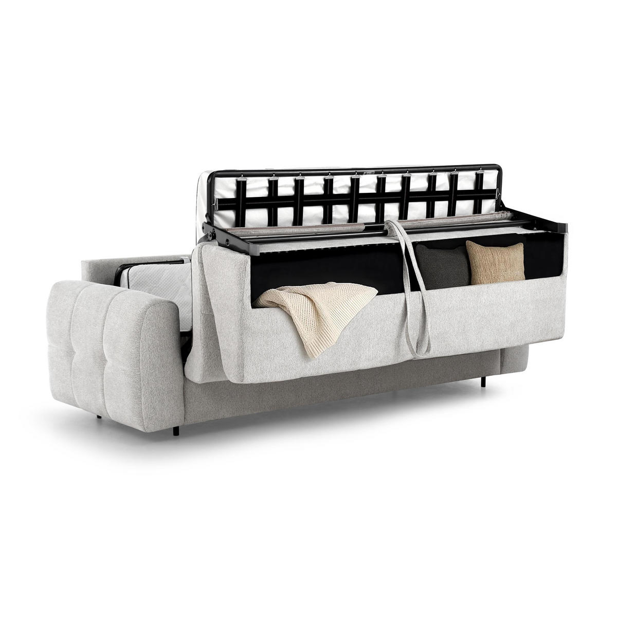 SCHLAFSOFA Pireus mit italienischem Gestell, 180x200, Dunkelgrau - Dunkelgrau/Schwarz, Textil (250/90/100cm) - Beautysofa