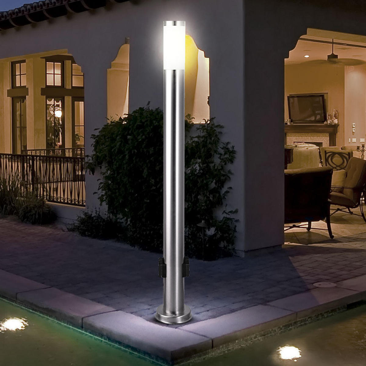 LED STEHLEUCHTE Silber opal - Silberfarben, Metall (13.1/13.1/110cm) - Globo Lighting