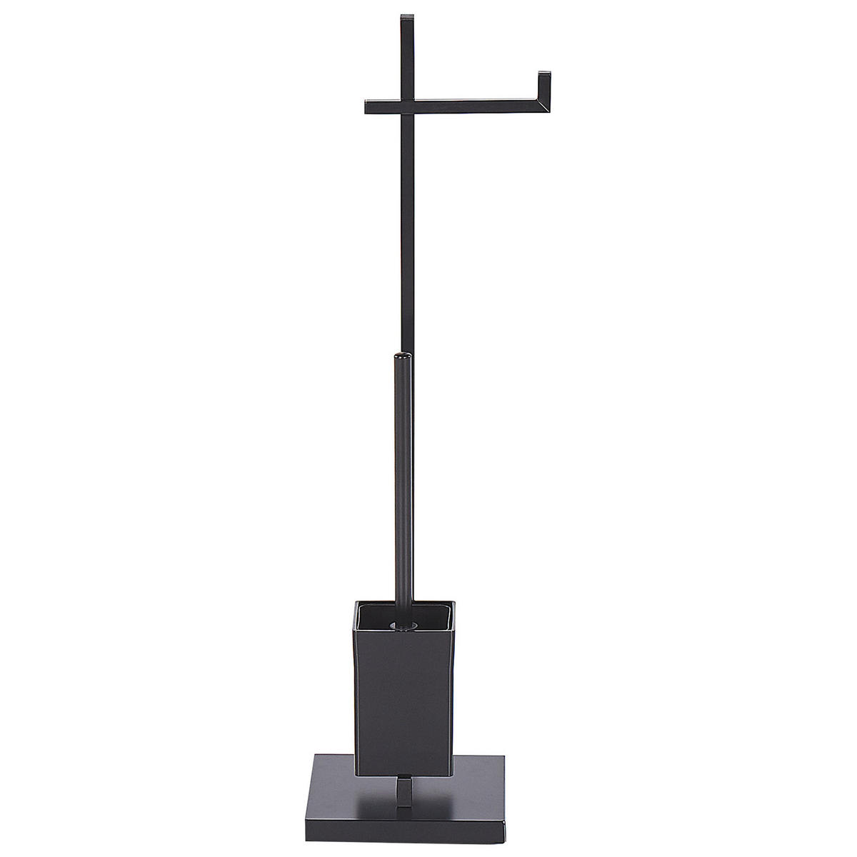 DRŽÁK NA TOALETNÍ PAPÍR s kartáčkem Kov Černý Ulapes - černá, kov (18/70/18cm) - Beliani