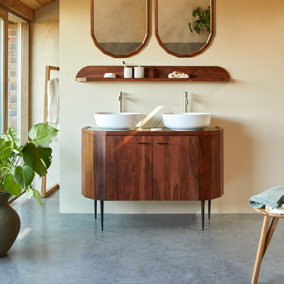 WASCHTISCHUNTERSCHRANK Jade Braun aus Palisander - Braun, Holz (120/80/53cm) - Tikamoon