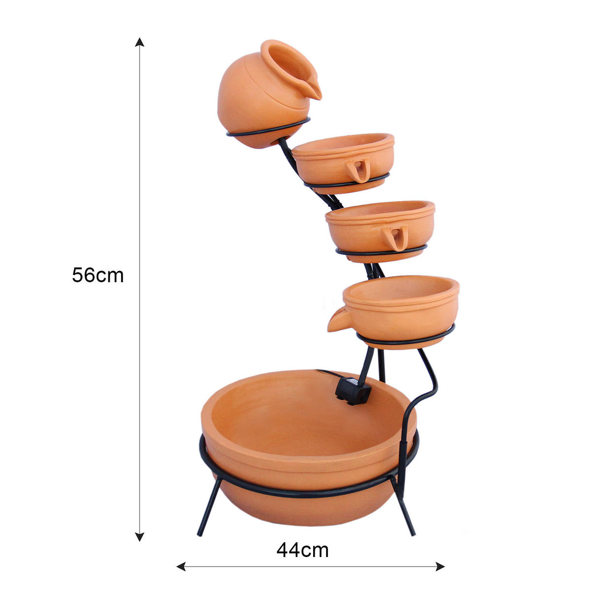 KASKADENBRUNNEN Solar mit Akku - Terracotta - Terra cotta, Kunststoff (50/44/1cm) - Monstershop