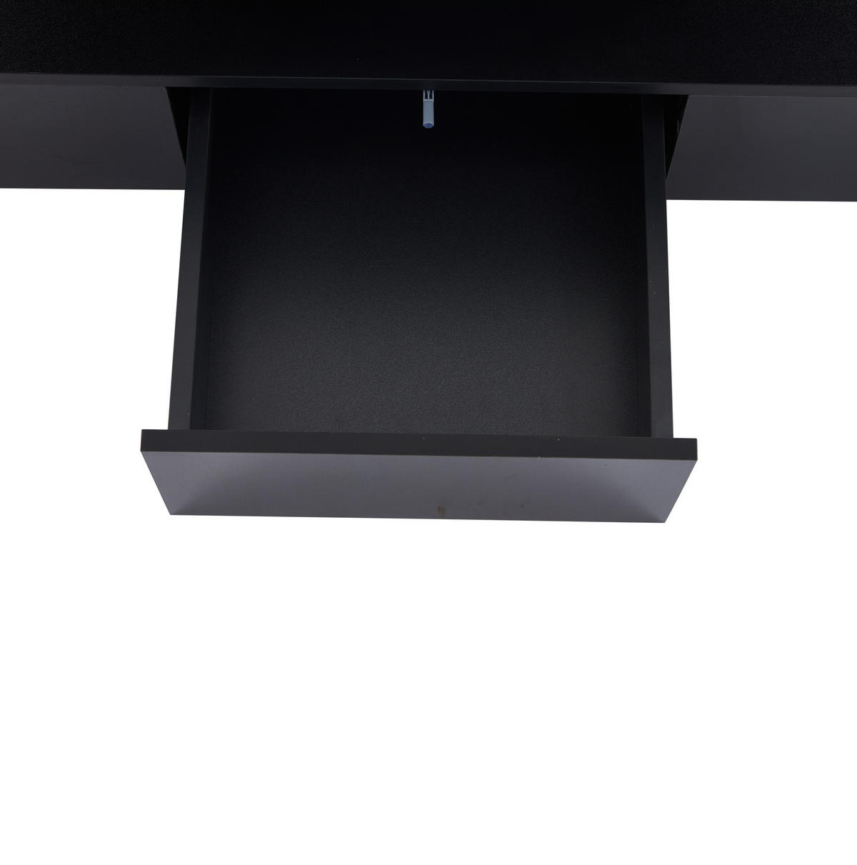 COUCHTISCH aus Spanplatte 100x50x39 cm Schwarz mit LED-Beleuchtung, Hochglanzfront, offenem Regal und 1 Schublade - Schwarz, Holzwerkstoff (100/50/39cm) - Modfu