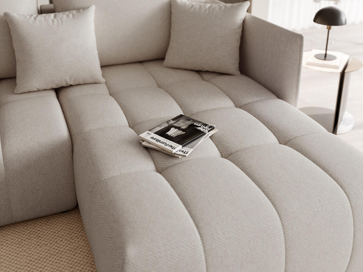 WOHNLANDSCHAFT LORISSE mit Schlaffunktion und Bettkasten Grau - Grau, Holzwerkstoff/Kunststoff (300/85/90cm) - Idohome