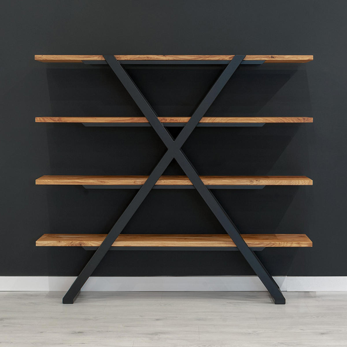 REGAL Lax aus massivem Eichenholz - Eichefarben/Naturfarben, Holz (180/160/43cm) - Danzz