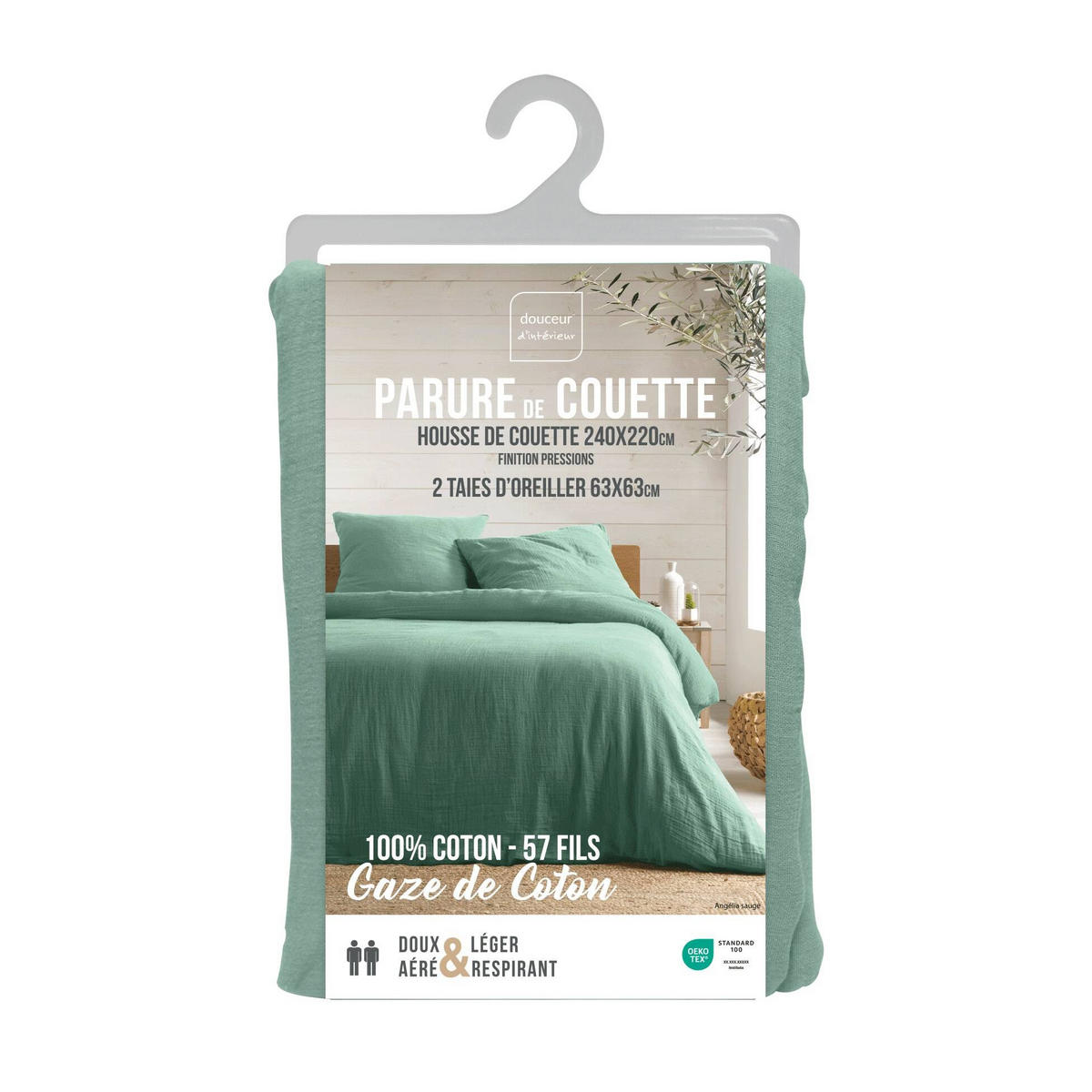 BETTWÄSCHE Angelia 240/220 cm - Grün, Naturmaterialen (220/240cm) - Douceur d´intérieur