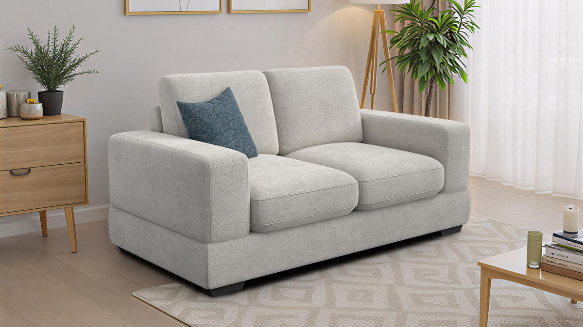 SOFA OTTO 2-Sitzer, creme - Creme/Schwarz, Holz/Textil (171/89/98cm) - Courtois Laville