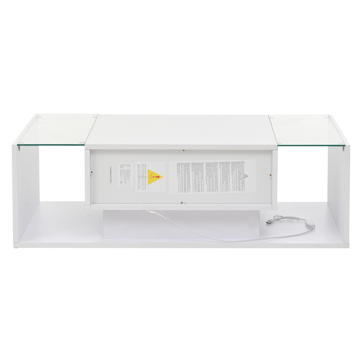 COUCHTISCH 100/50/31 cm mit 1 Schublade und LED-Beleuchtung weiß - Weiß, Holzwerkstoff (100/50/31cm) - OKWISH