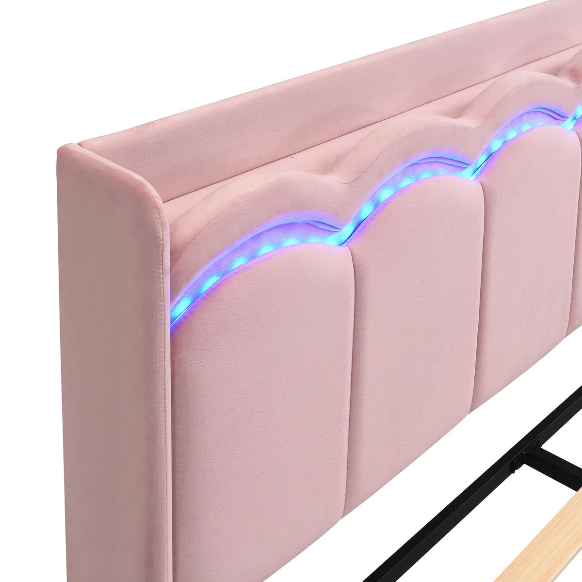 POLSTERBETT 140/200 cm mit 2 Schubladen und LED, DE-41732, in Rosa - Pink, Holzwerkstoff (140/200cm) - ComfortXL