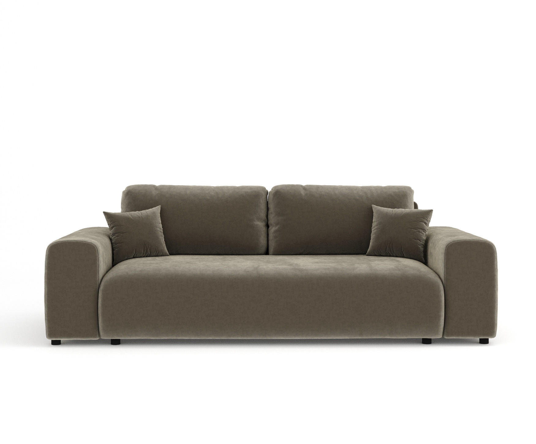 3-SITZER-SOFA Zanzibar Taupe Samtstoff - Taupe/Schwarz, Holz/Holzwerkstoff (213/79/108cm) - Maison de Reve