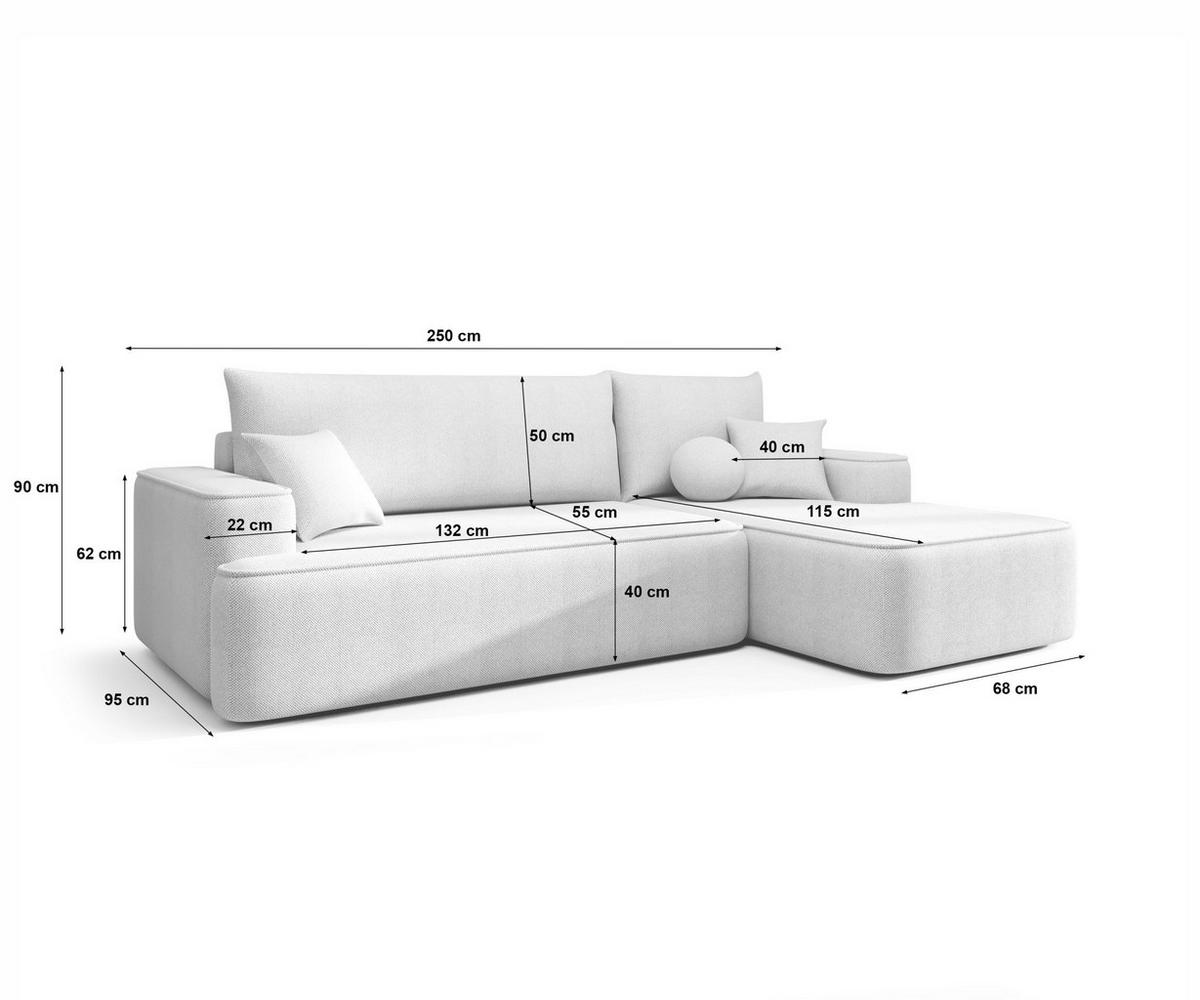 ECKSOFA mit Schlaffunktion SENNO Quelle 37 Rechts - Dunkelgrün, Textil (250/150cm) - Bedante