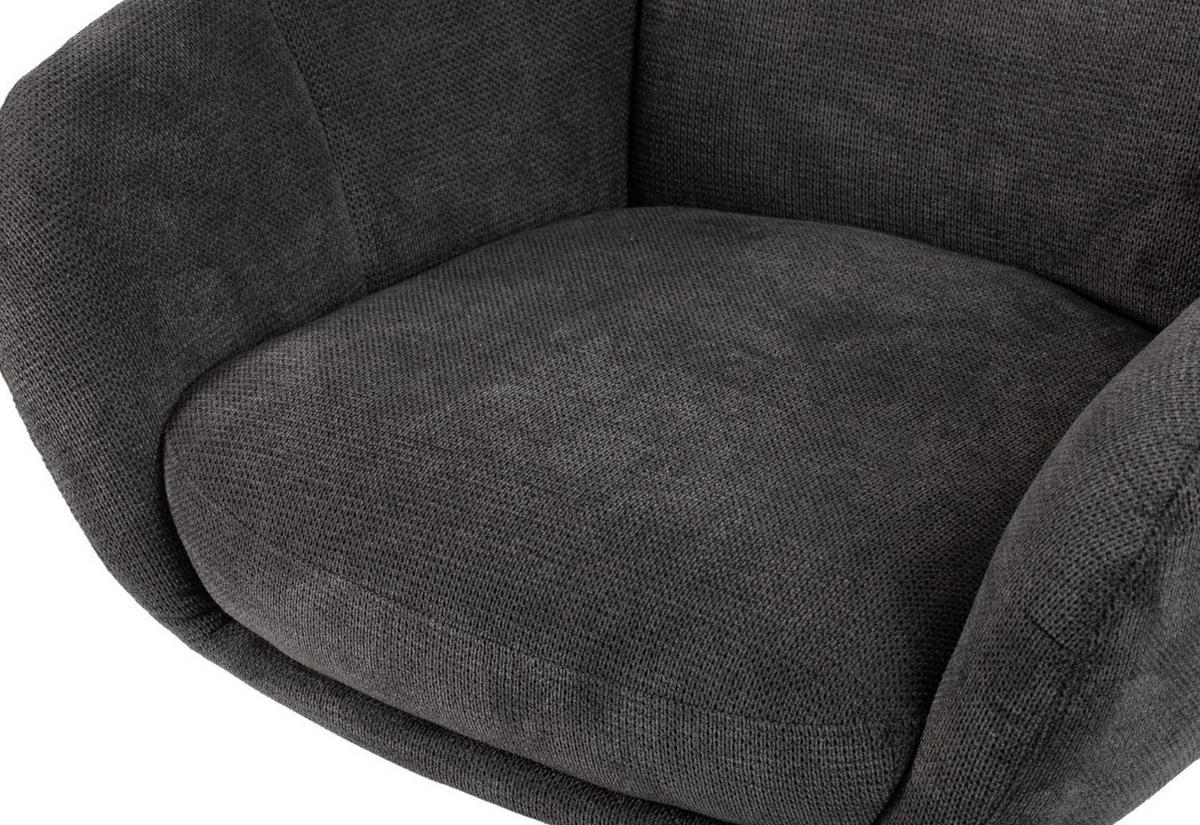 OHRENSESSEL Marconia - drehbar - dunkelgrau - Dunkelgrau/Schwarz, Textil/Metall (74/109/80cm) - bene living