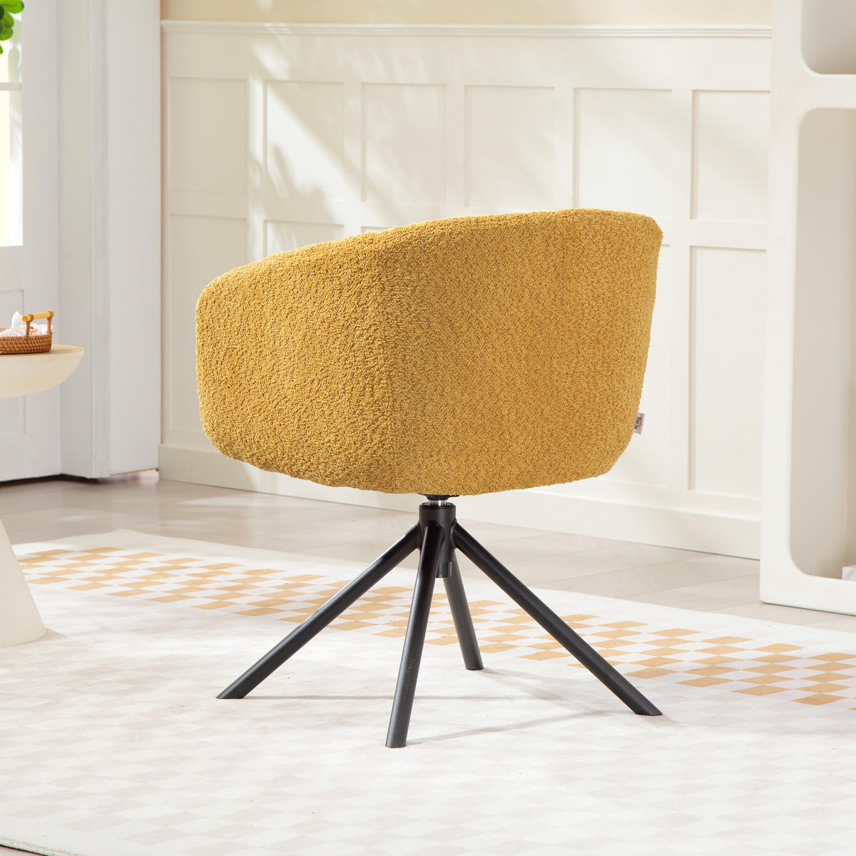 SESSEL Loungesessel mit Armlehne, 360° Drehfunktion, Leinenoptik, Gelb - Gelb, Textil (58.5/78.5/59cm) - HOMCOM