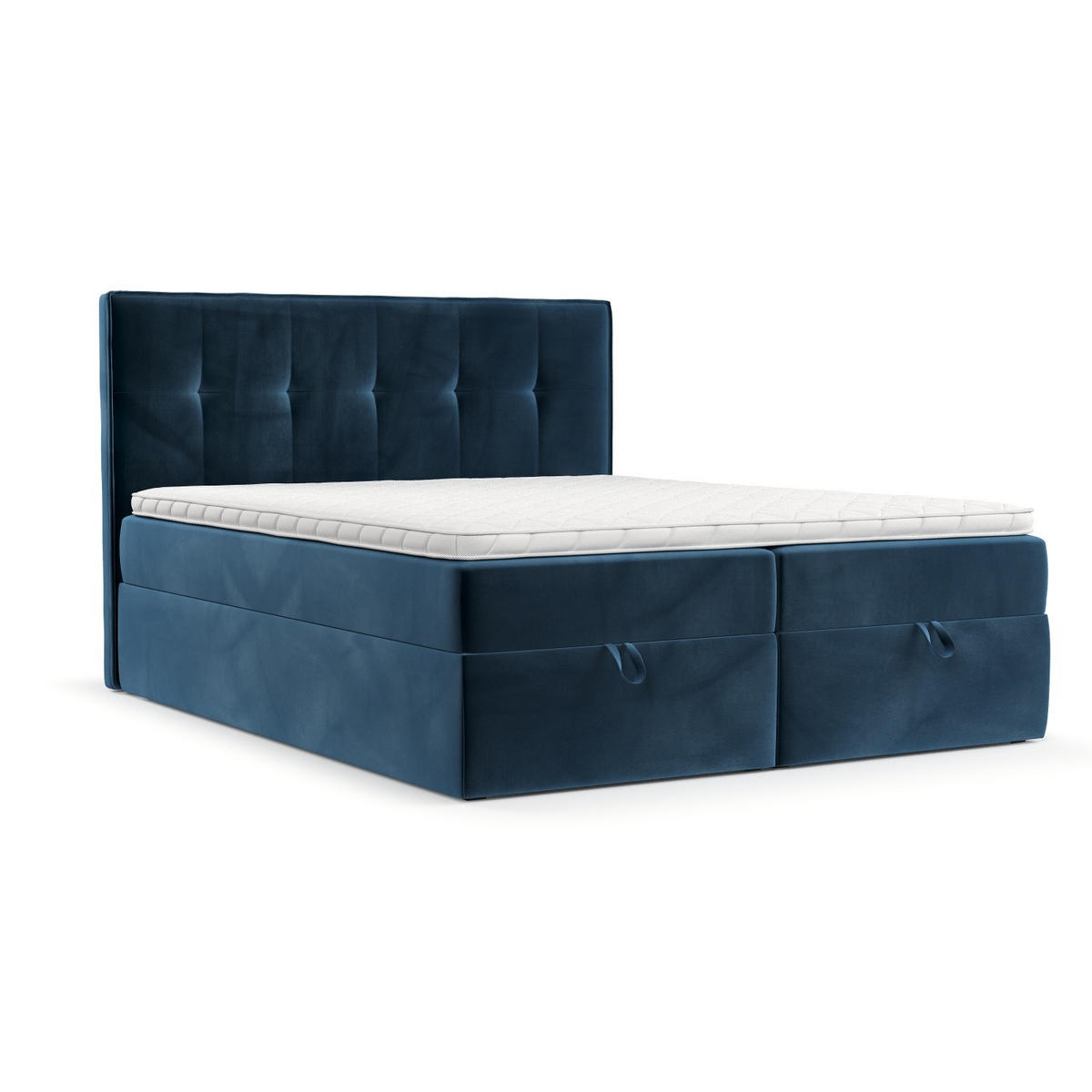 BOXBETT Tivra 200/200 cm Dunkelblau im Kronos Stoff - Schwarz/Dunkelblau, Holz/Holzwerkstoff (200/200cm) - AltaBeds