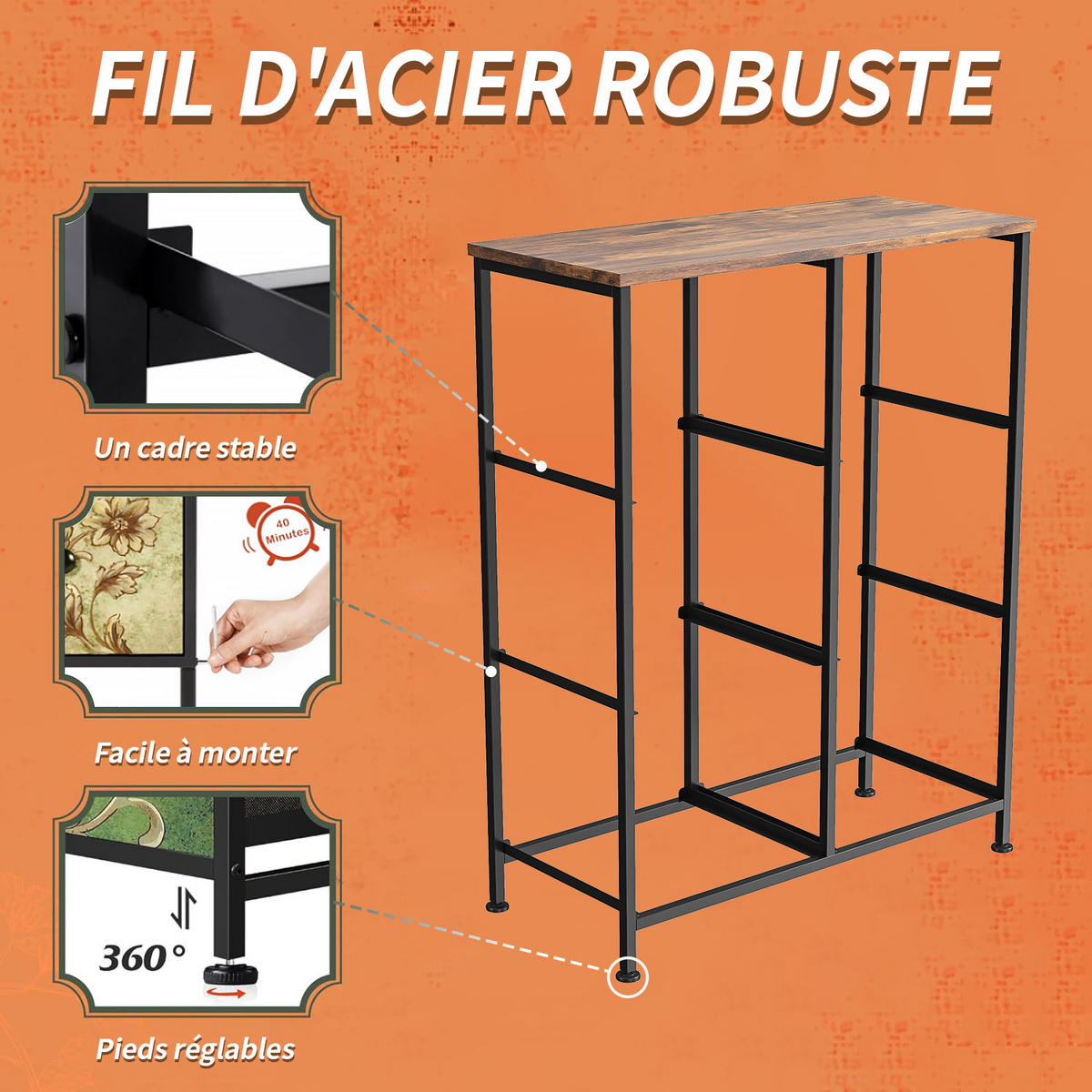 KOMMODE mit 6 Schubladen Metallgestell Stoff Kommode - Multicolor, Holz (30/86.5/67.5cm)