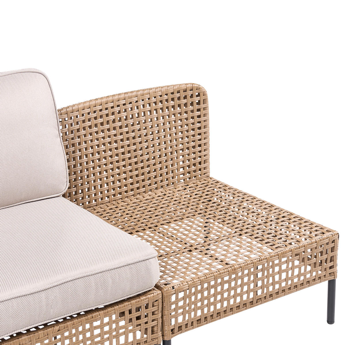 ZAHRADNÍ POHOVKA 2-místná bez opěrek rukou Polyratan Světle béžová Omegana - černá/béžová, plast (130/80/68cm) - Beliani