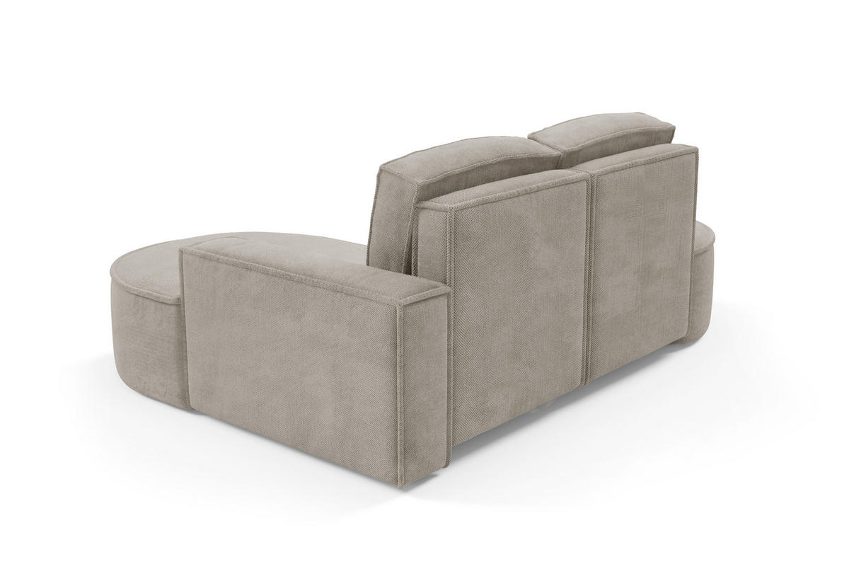 ECKSOFA MOLLY – Halbkreisförmig, Curio-Bouclé, Lose Kissen, 210x157x88 cm, Links Esche - Silberfarben, Holz/Textil (157/210cm) - DomoHome