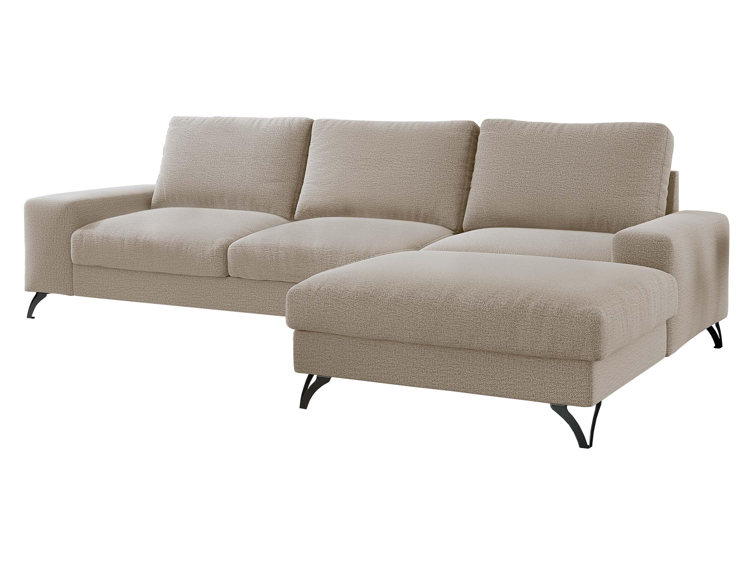 ECKSOFA Flavio, Seite: Rechts - L4+L2F+R1F - Beige/Schwarz, Holz/Textil (300/179cm) - MIRJAN24