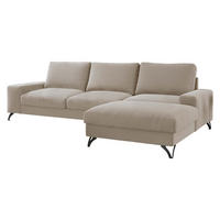 ECKSOFA Flavio, Seite: Rechts - L4+L2F+R1F - Beige/Schwarz, Holz/Textil (300/179cm) - MIRJAN24