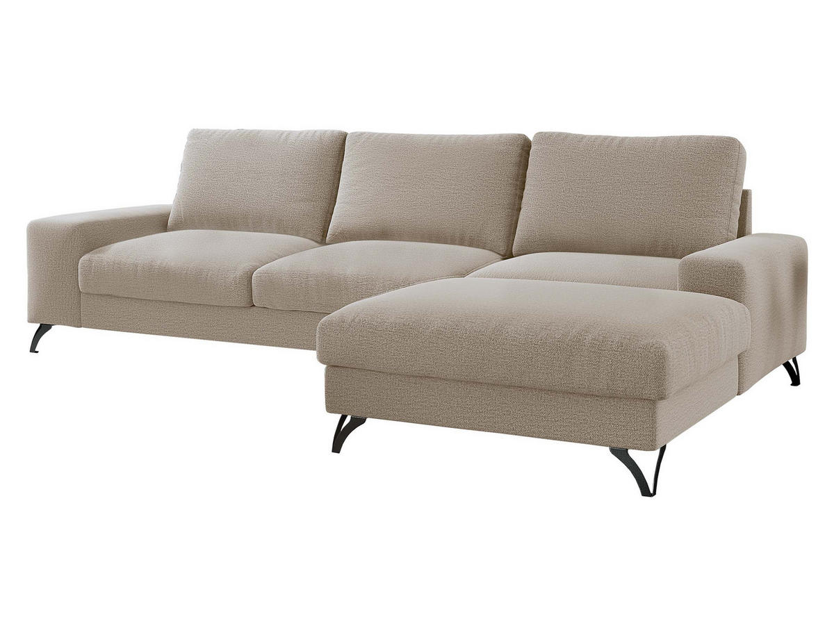 ECKSOFA Flavio, Seite: Rechts - L4+L2F+R1F - Beige/Schwarz, Holz/Textil (300/179cm) - MIRJAN24