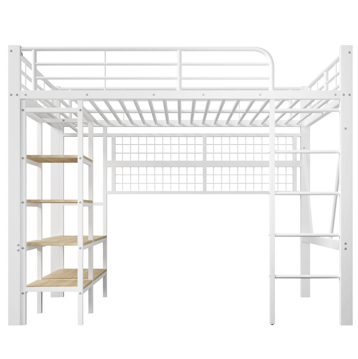 HOCHBETT 140/200 cm weiß aus Metall mit LED-Lichtleiste und Ablagefach - Weiß, Metall (140/200cm) - OKWISH