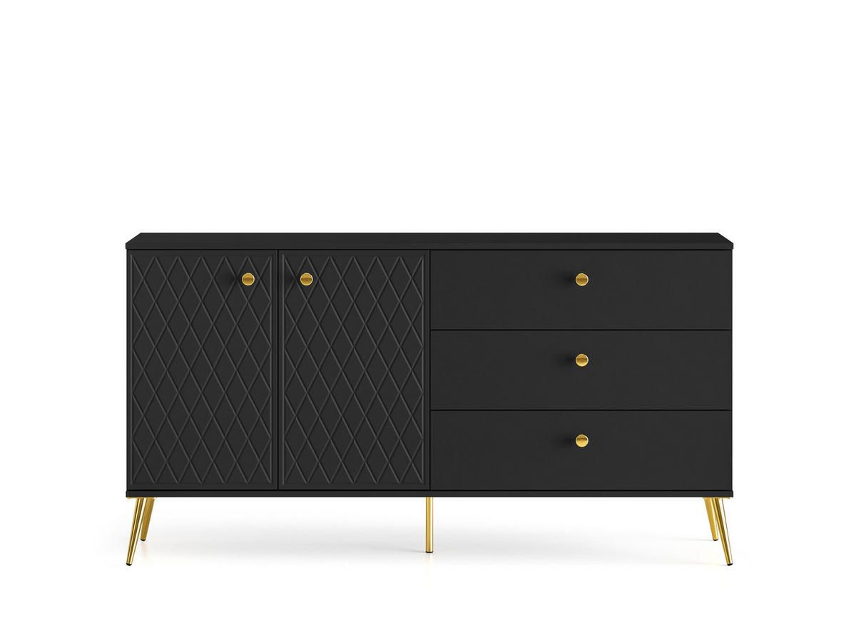 KOMMODE – 160 cm – Eljot – Schwarz - Schwarz, Holzwerkstoff (160/85/40cm) - hi-markt