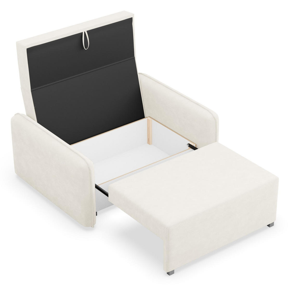 2-SITZER SCHLAFSOFA Duelia Creme, hydrophobe Chenille - Creme/Schwarz, Textil/Metall (144/85/124cm) - Selsey