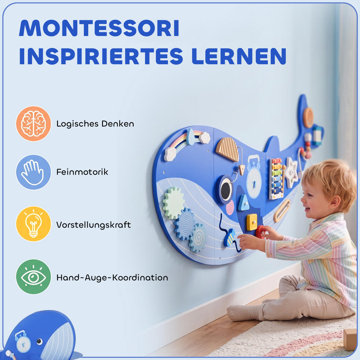 BUSY-BOARD MDF Holz Blau - Blau, Holzwerkstoff (55.5/4/120cm) - AIYAPLAY