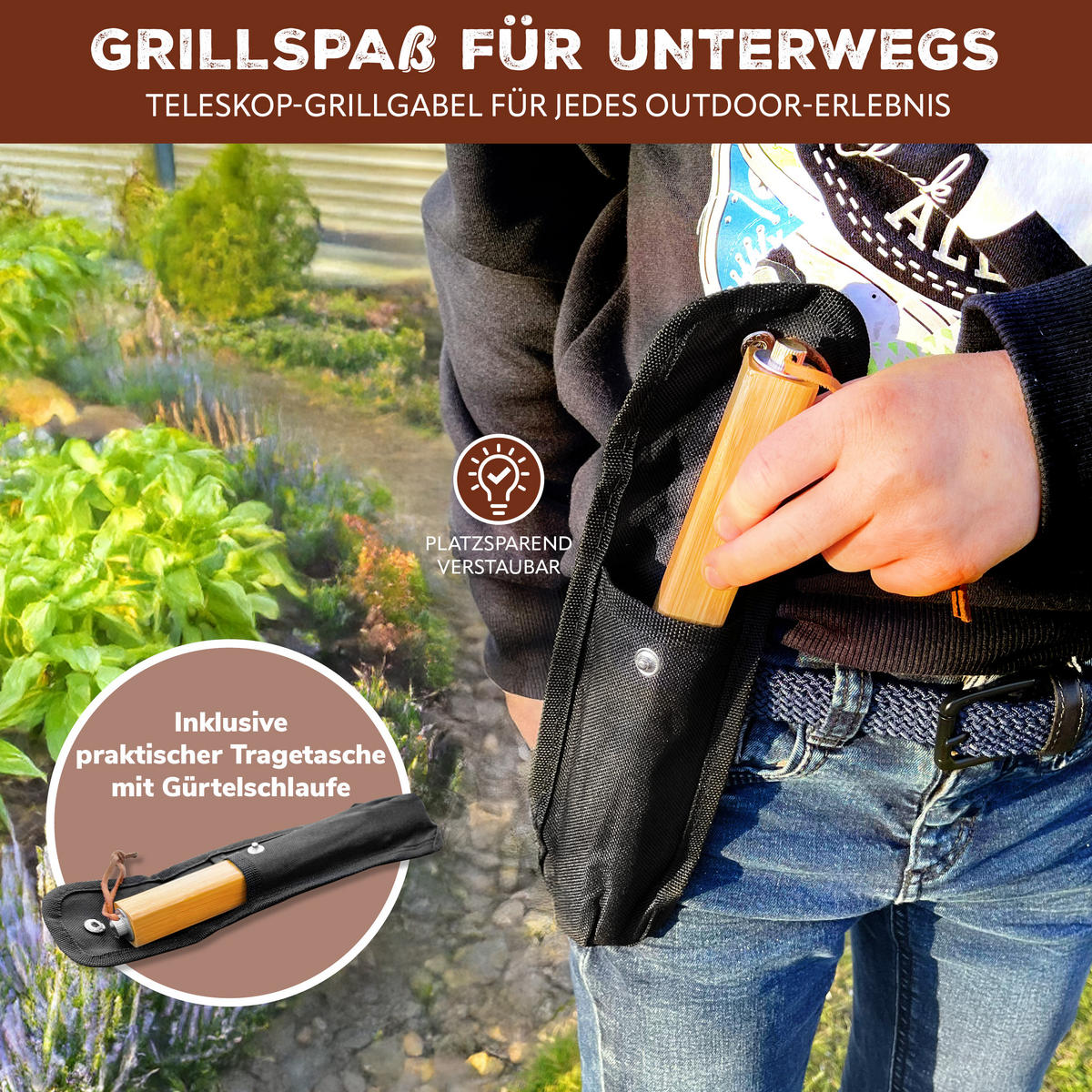 TELESKOP-GRILLGABEL 2er-Set, Edelstahl - Edelstahlfarben, Metall (8cm) - bremermann