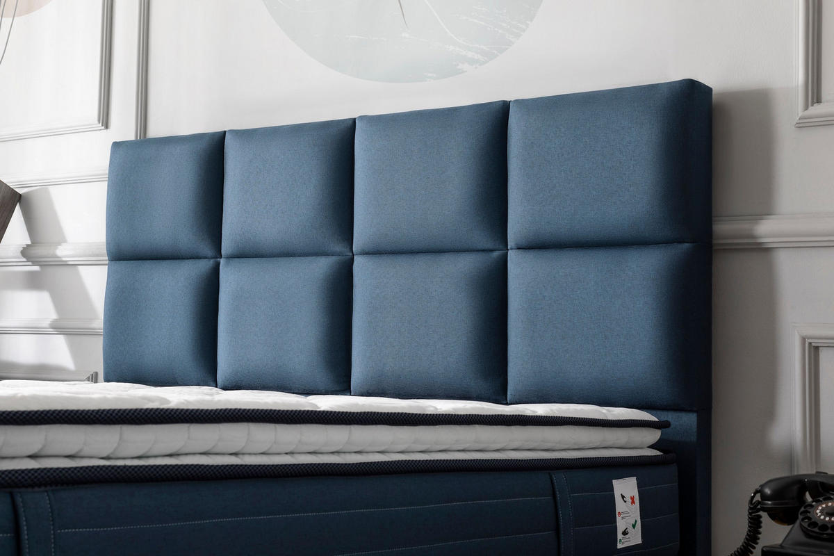 POLSTERBETT-SET Royal Art 180x200 Blau - Bett inkl. Matratze - Blau, Metall (180/200cm) - Villa Möbel