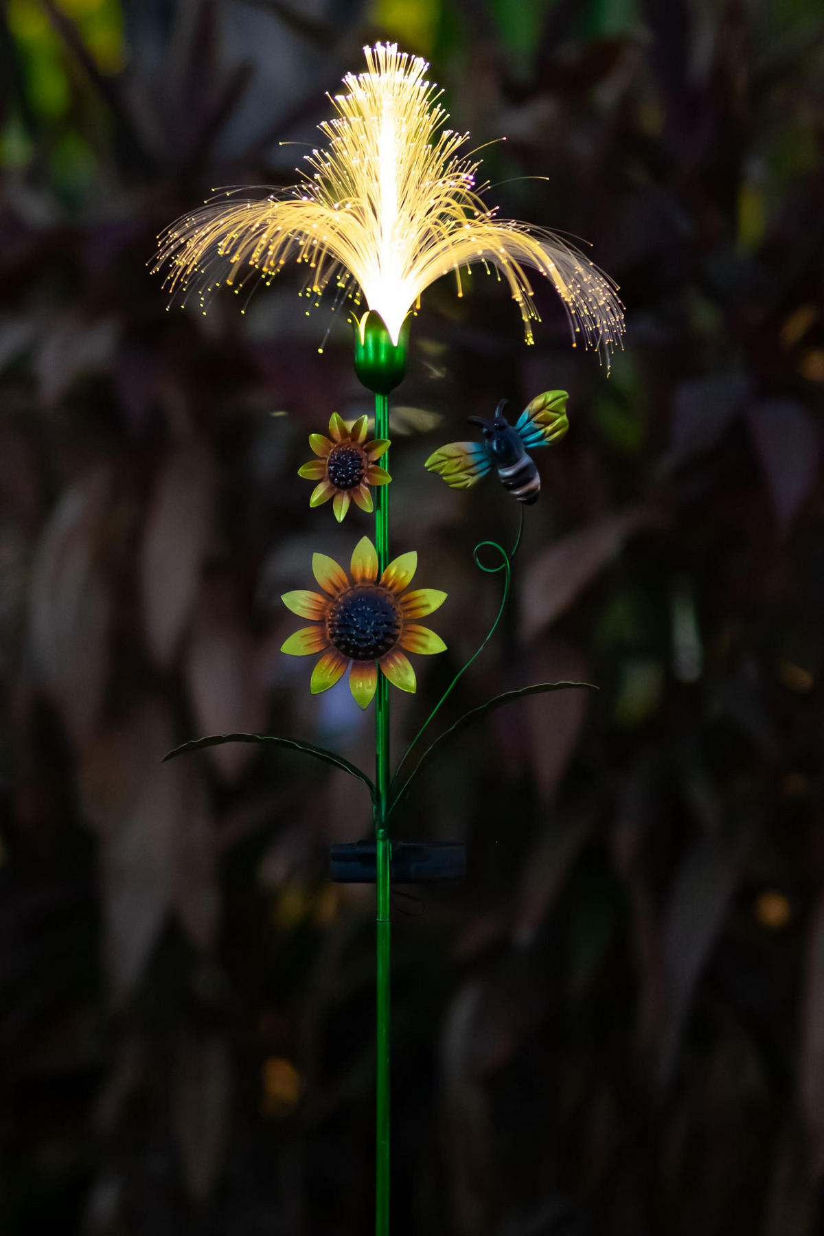 LED-SOLAR-GARTENSTECKER - Sonnenblume mit Fiber-Beleuchtung und Dämmerungssensor für stilvolle Garten-Dekoration, 1er-Set - Weiß, Kunststoff (5/28/93cm) - Northpoint