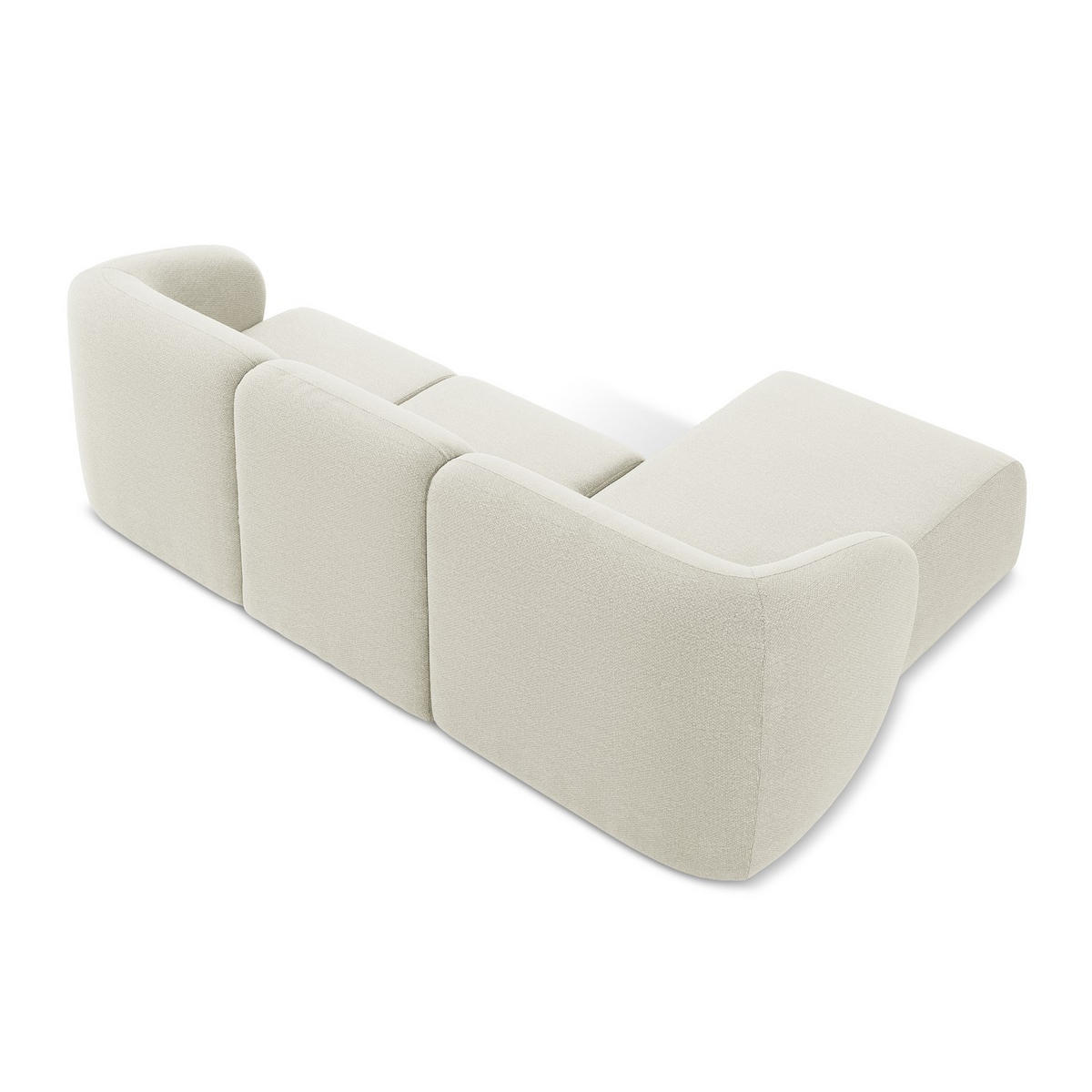 ECKSOFA Links Bouclé Stoff Beige - Sandfarben/Schwarz, Holzwerkstoff/Kunststoff (248/166cm) - LaMiaSofa