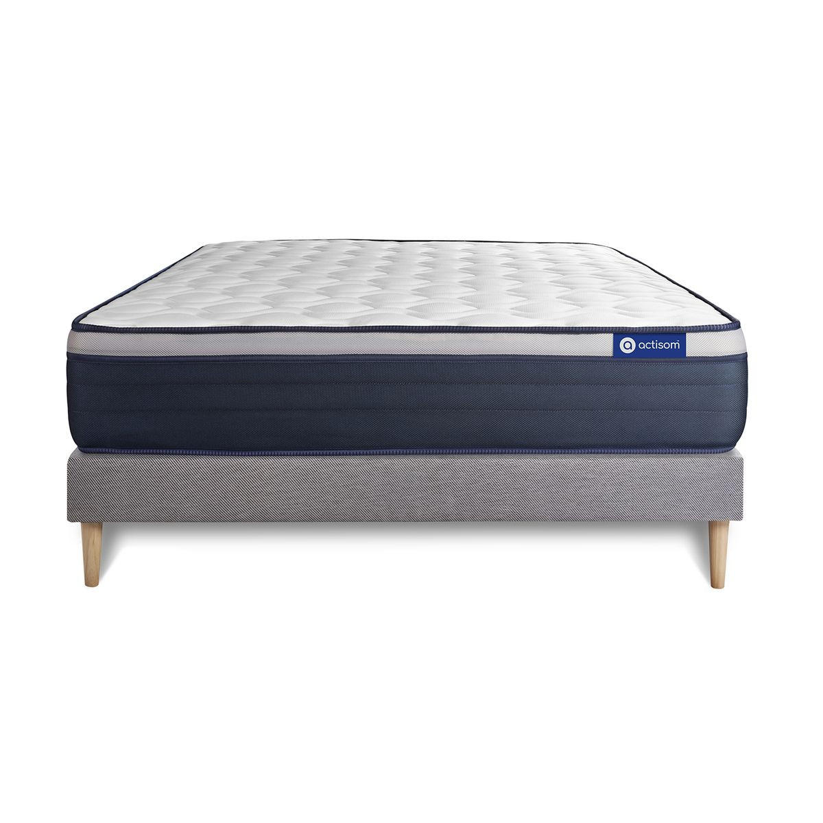 BETT Actimemo max Memory-Schaum 135 x 200 cm h3 - Kit Bettgestell Grau - Beige/Grau, Karton/Holz (135/200cm) - ACTISOM