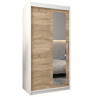 SCHWEBETÜRENSCHRANK 200/100/62 2-türig - Silberfarben/Weiß, Holz/Kunststoff (100/200/62cm) - Abiks Möbel