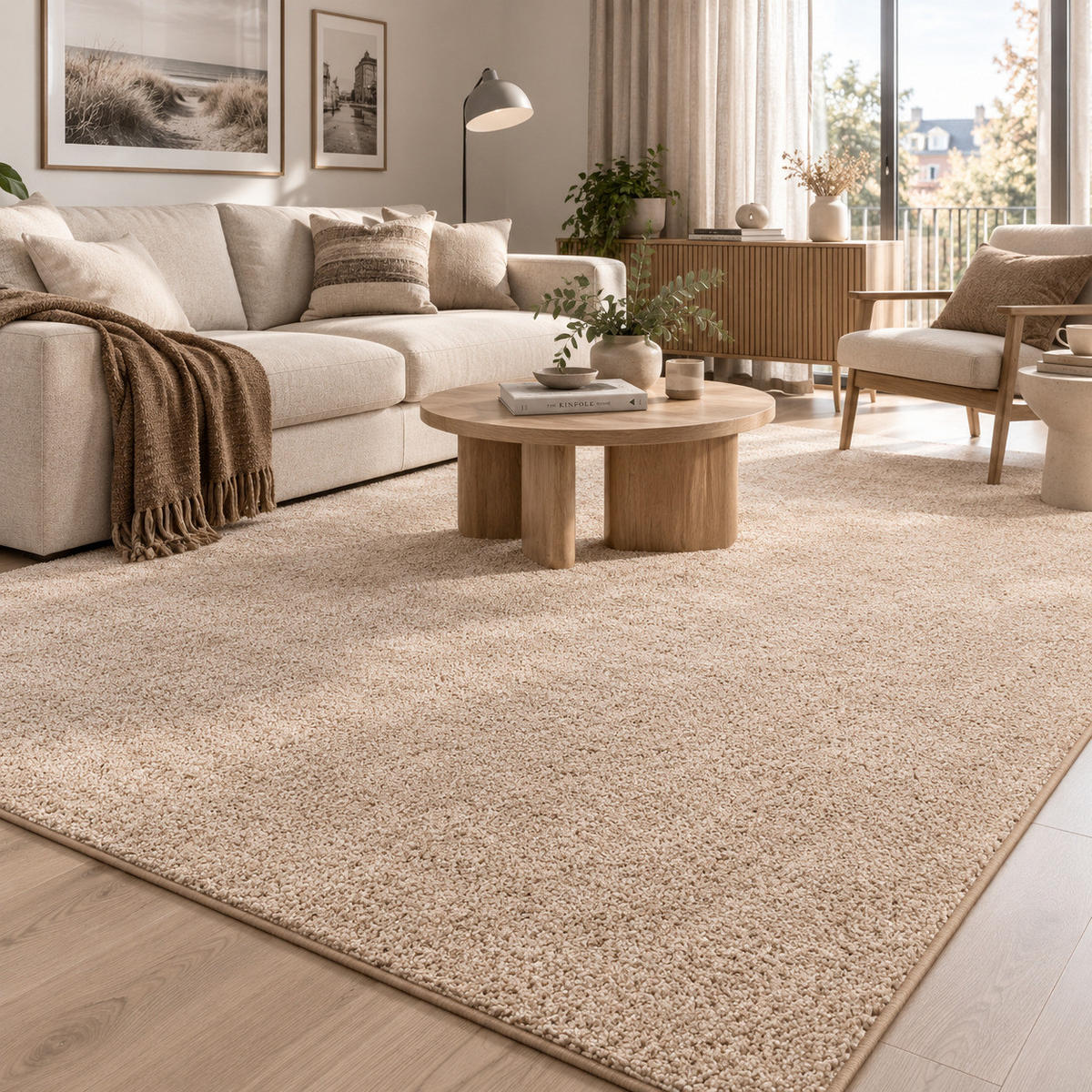HOCHFLOR VELOURS TEPPICH MONA - Naturfarben, Textil (200/200cm) - Snapstyle