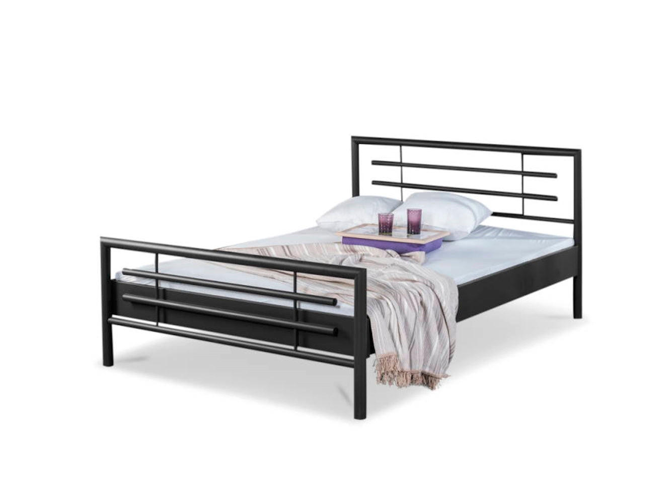 METALLBETT Lola / 100 x 220 cm / schwarz - Schwarz, Metall (100/220cm) - BED BOX
