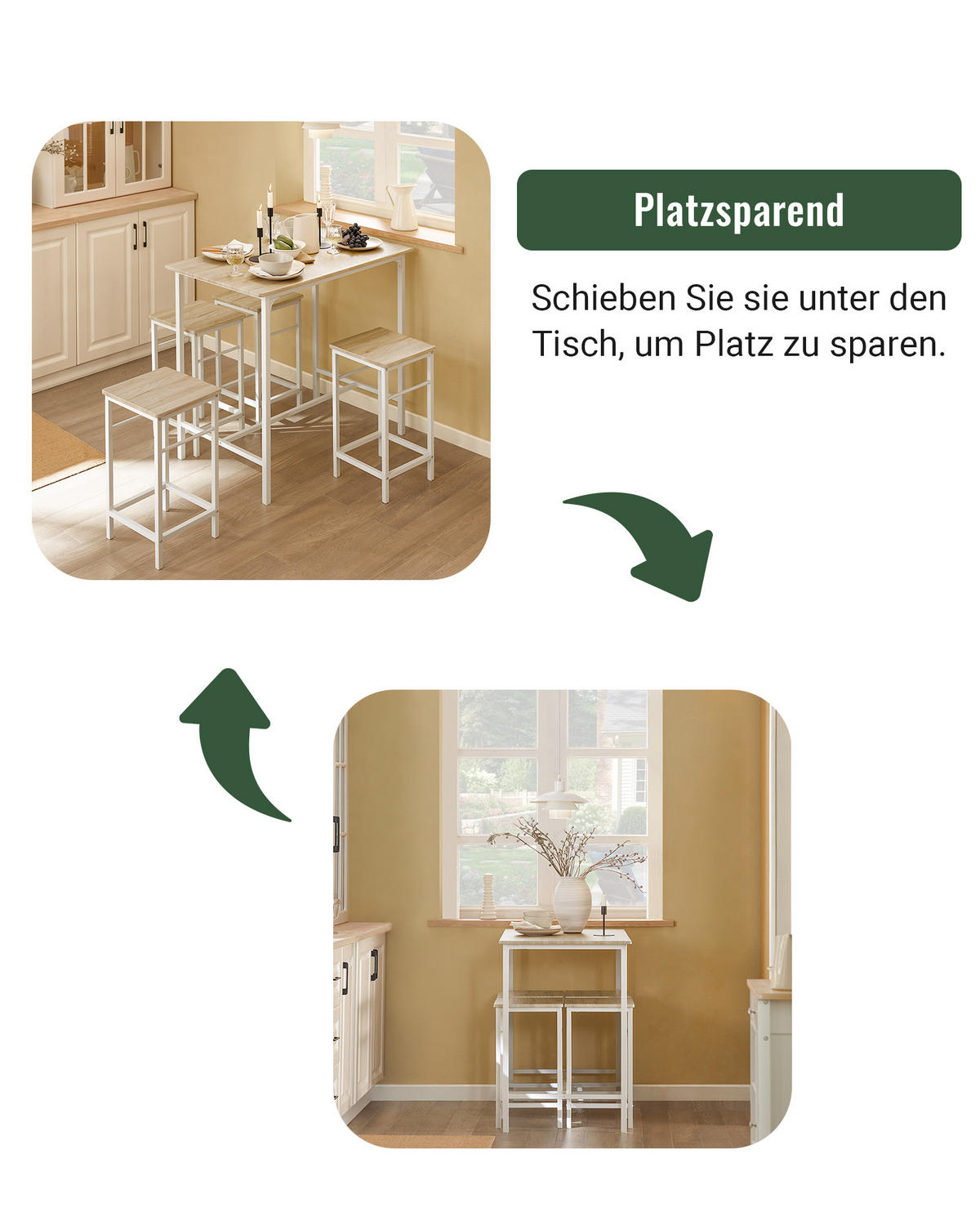 BARTISCH + 4 x BARHOCKER - Weiß, Holzwerkstoff (100/87/60cm) - SoBuy
