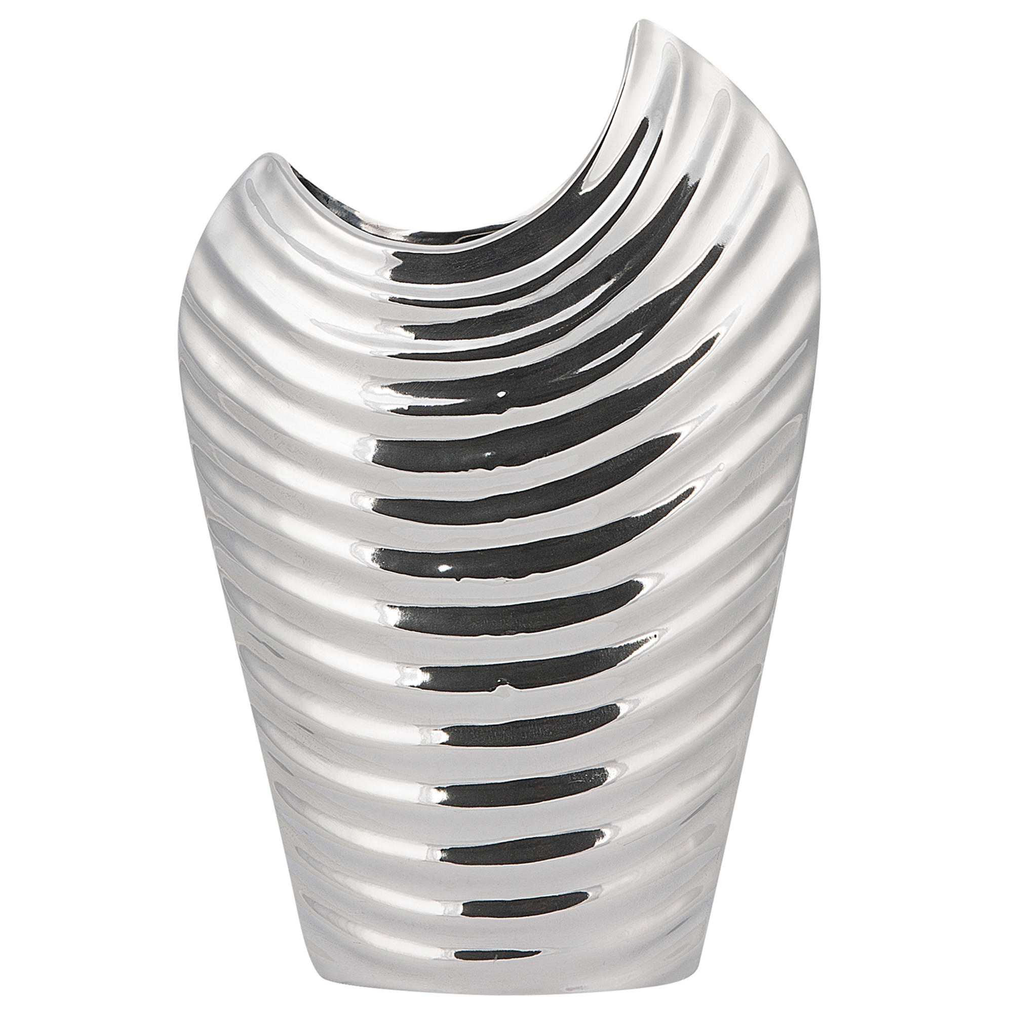 DEKOVASE Steinzeug silber Ecetra - Silberfarben, Stein (26cm) - Beliani