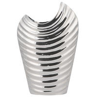 DEKOVASE Steinzeug silber Ecetra - Silberfarben, Stein (26cm) - Beliani