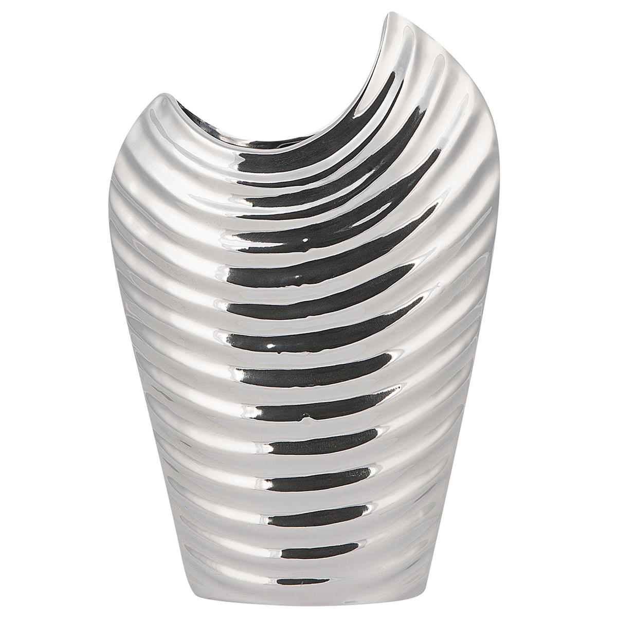 DEKOVASE Steinzeug silber Ecetra - Silberfarben, Stein (26cm) - Beliani
