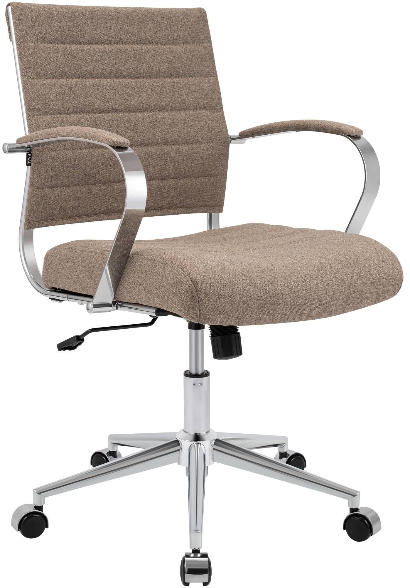 DREHSTUHL Stoff Taupe - Taupe/Chromfarben, Leder/Textil (57/90/62cm) - CLP