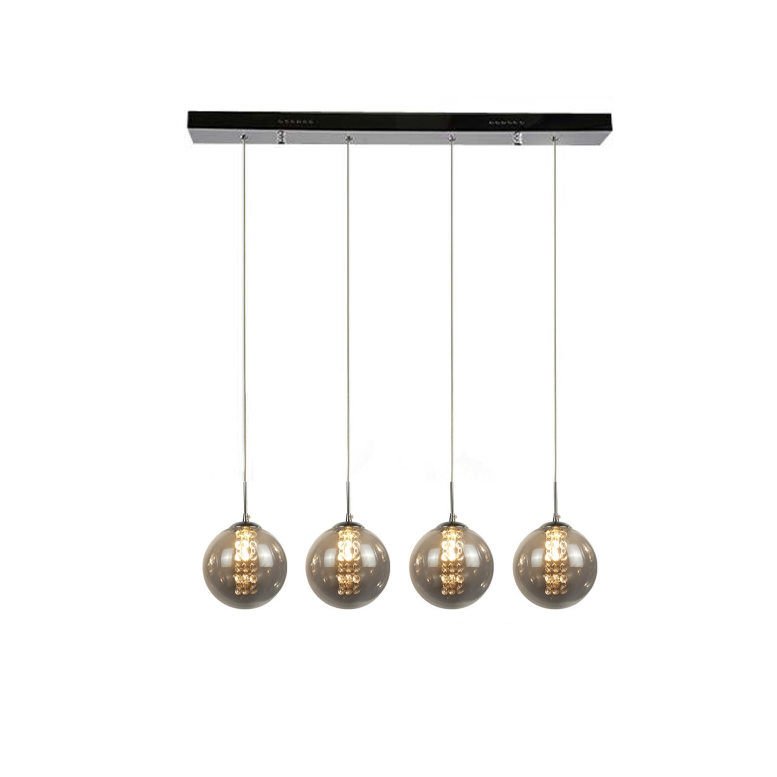 HÄNGELEUCHTE Energie 4-flammig 70/15/150 cm - Grau, Glas (70/15/150cm) - Nettlife