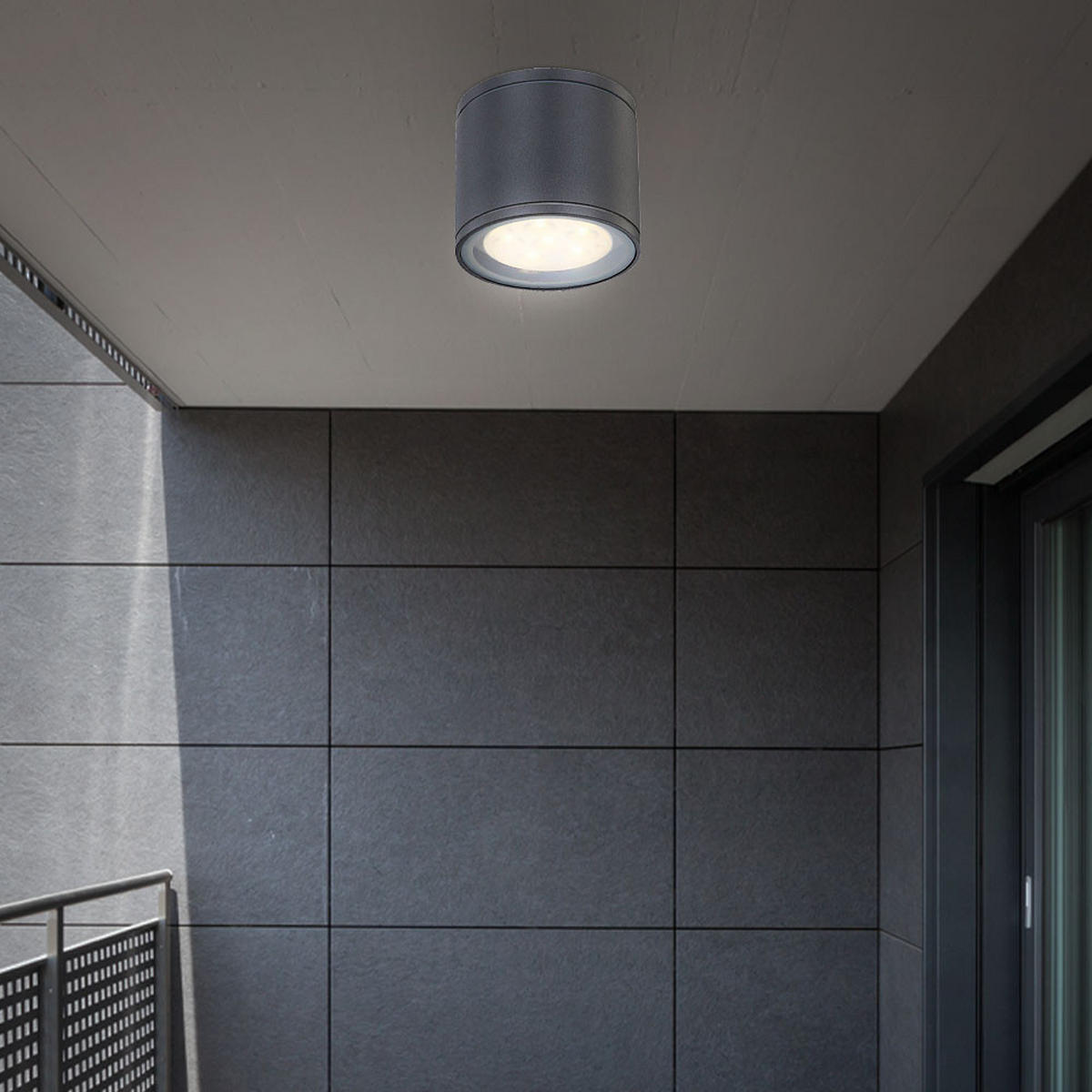 LED AUSSENDECKENLEUCHTE Aluminium Grau - Grau, Glas (15/15/9.2cm) - Globo Lighting