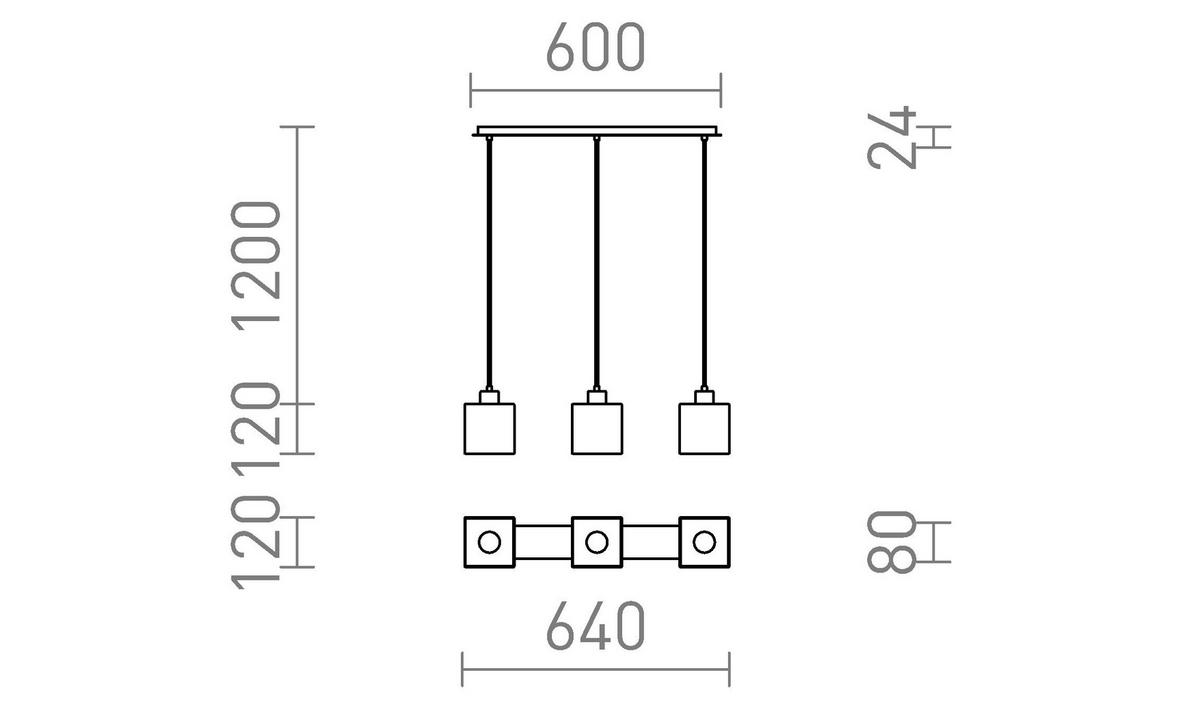PENDELLEUCHTE DADOS III 60 Opalglas 33 W - Chromfarben, Metall (30/30/120cm) - Rendl