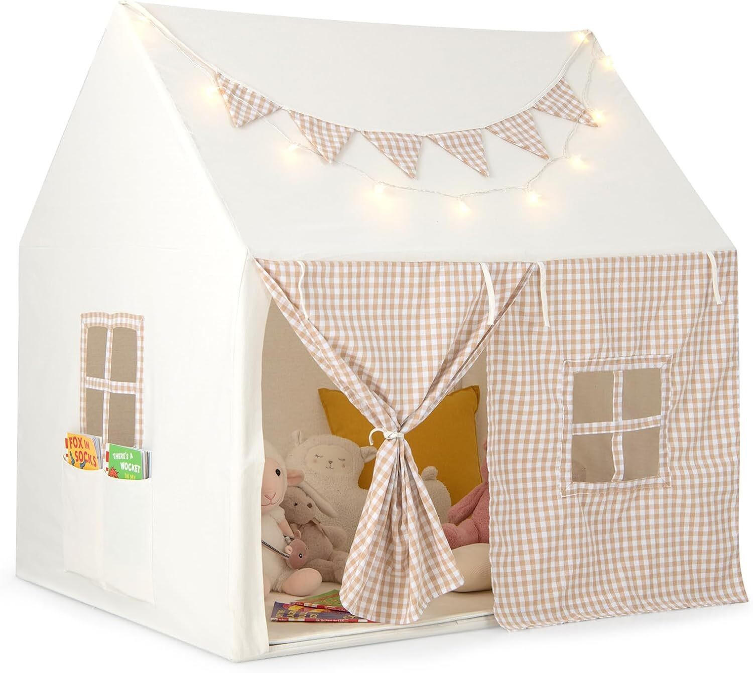 KINDERZELT 127cm Beige - Beige, Kunststoff (125/100cm) - COSTWAY