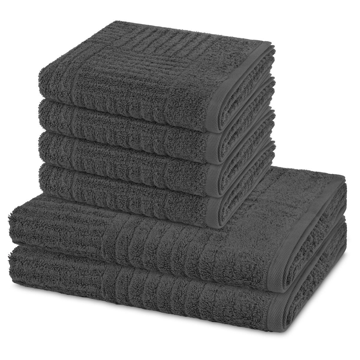 FROTTIERSET Carre 6-teilig - Dunkelgrau, Textil (50/100cm) - Ross